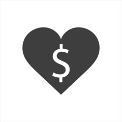 dollar sign on heart background