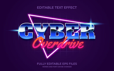 80s retro cyber overdrive editable text effect 