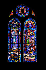 Montbert. Vitrail de l’église Notre-Dame de l’Assomption. Loire-Atlantique. Pays de la Loire