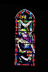 Montbert. Vitrail de l’église Notre-Dame de l’Assomption. Loire-Atlantique. Pays de la Loire