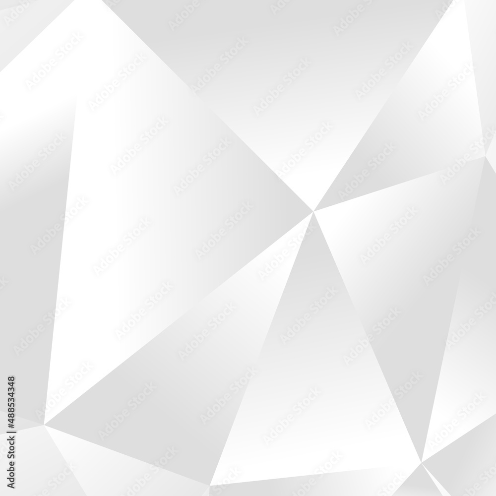 Poster Abstract white geometric background. Modern minimalist design. Vector illustration with triangles. Monochrome light 3d futuristic design with polygonal diamond shapes in white and grey gradient.