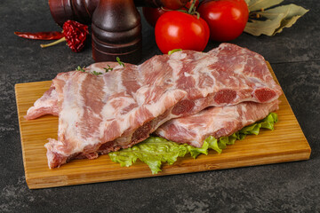 Raw pork ribs for cooking