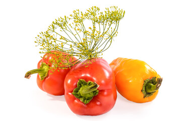 bell peppers and a sprig of dill