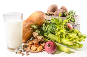 pumpkin, celery and other ingredients