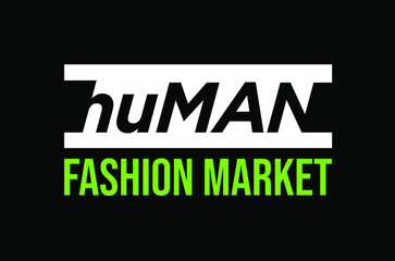 Human Fashion Market brand icon. Men and women cloth center logo.