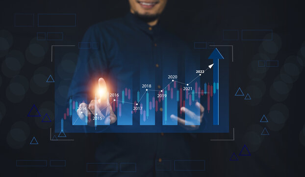 Businessman  use smartphone visual screen technology trading online or Investment stock market - Powered by Adobe