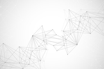 Geometric graphic background molecule and communication. Big data complex with compounds. Perspective backdrop. Minimal array Big data. Digital data visualization. Scientific illustration.