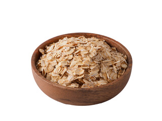 Gluten free wholegrain oat flakes in wooden bowl.