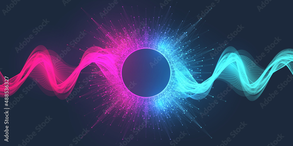 Poster sound poster design with abstract gradient line waves. music wave abstract background, illustration.