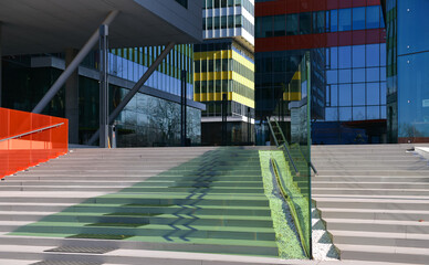 Office building in Bucharest, in the north part of the city, during a sunny day. Headquarters of...
