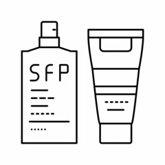 sunscreen protective face and body oil spf-30 line icon vector illustration