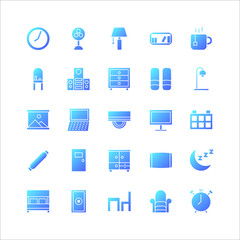 Bedroom icon set vector gradient for website, mobile app, presentation, social media.