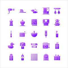 Bathroom icon set vector gradient for website, mobile app, presentation, social media.