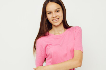 Fototapeta premium photography pretty woman in stylish clothes posing emotions cropped view