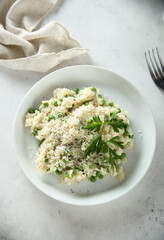 Traditional Italian risotto with green pea