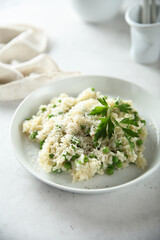 Traditional Italian risotto with green pea