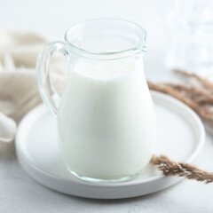 Fresh dairy product in a jug