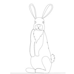 rabbit one line drawing, outline, vector