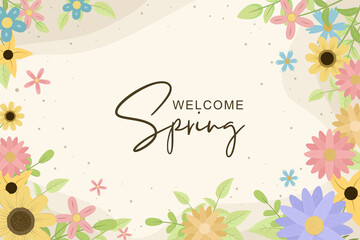 Beautiful hand drawn spring flower background