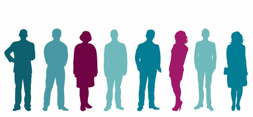 people men and women silhouette on white background, isolated vector