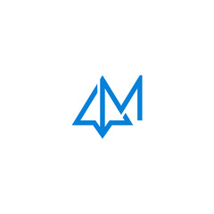 Paper plane combination with letter M. Company logo design.
