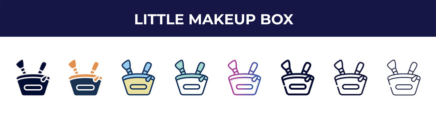 little makeup box icon in 8 styles. line, filled, glyph, thin outline, colorful, stroke and gradient styles, little makeup box vector sign. symbol, logo illustration. different style icons set.
