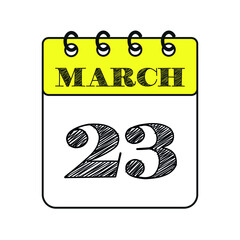 March 23 calendar icon. Vector illustration in flat style.