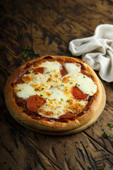 Homemade pepperoni pizza with cheese