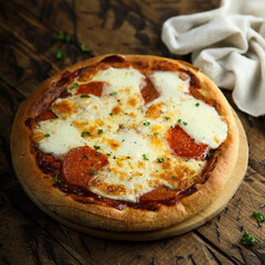 Homemade pepperoni pizza with cheese