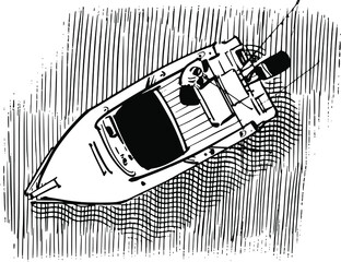 the vector illustration of the fishing boat