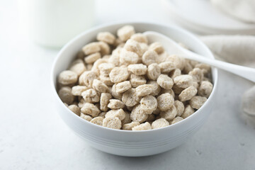 Healthy organic bran in a white bowl