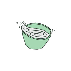 Hand drawn bowl with soup or gravy boat with sauce, doodle vector illustration isolated on white background.