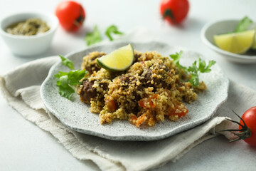 Meatballs with couscous and pesto