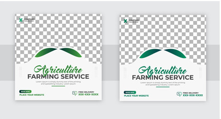 Agro farm services social media post or web banner template design. Agricultural and Farming care Services social media banner or organic farm square template.Easy suitable for social media post