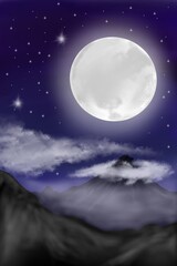 Obraz na płótnie Canvas full moon over the clouds