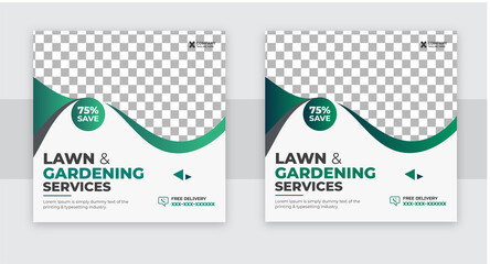 Agro farm services social media post or web banner template design. Agricultural and Farming Services social media banner template design or organic farm square flyer.