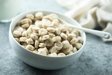 Healthy organic bran in a white bowl