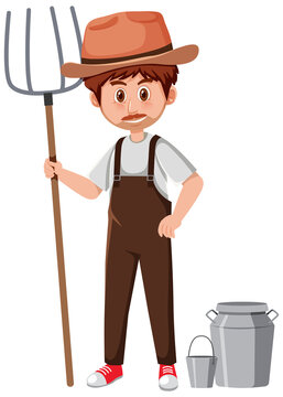 A farmer cartoon character on white background