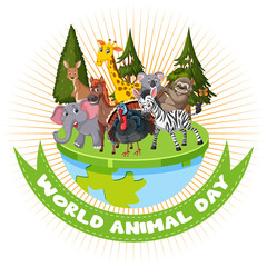 World Animal Day banner with wild animals
