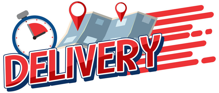 Delivery logo with clock and pinned map