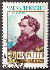 RUSSIA - CIRCA 1962: stamp printed by Russia, shows Charles Dickens, circa 1962
