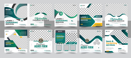 Agricultural and farming services social media post or web banner template design
