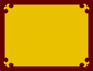 Yellow and brown red vector border frame. Background or album page. Simple rectangular horizontal billboard, plaque, signboard or label 
