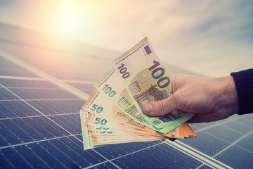 after the installation of economical solar panels, the owner of the project pays in euros.