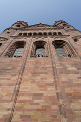 Historic brick facade of the landmark „Dom St. Peter“ (Worms Cathedral)