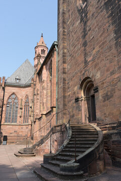 Historic brick facade of the landmark &bdquo;Dom St. Peter&ldquo; (Worms Cathedral)