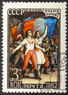 RUSSIA - CIRCA 1962: stamp printed by Russia, shows Ballet The Flames Of Paris , circa 1962