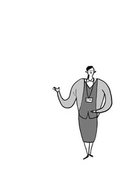 会社の制服を着た女性、キャリアウーマン（縦、右配置）