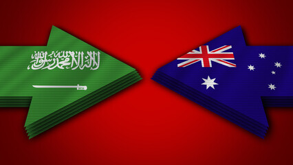 Australia vs Saudi Arabia Arrow Flags – 3D Illustration