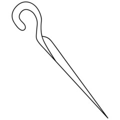 Metal skewer for barbecue. Sketch. Mini skewer for cooking food on the grill. Vector illustration. Coloring. Outline on isolated background. Doodle style. Special cook tool. Idea for web design.